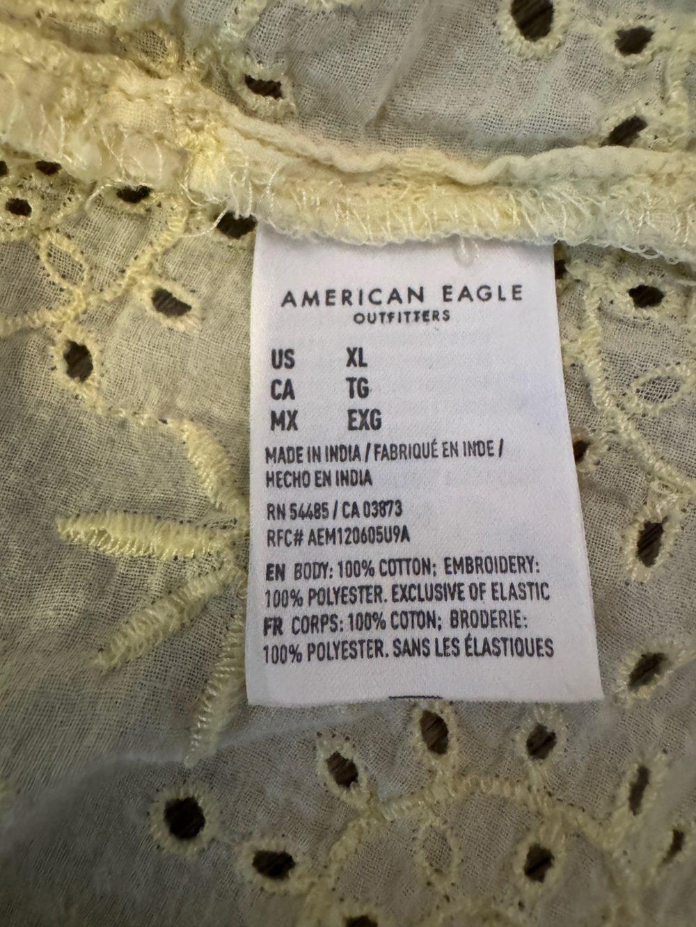 American Eagle Outfitters Yellow Smocked Eyelet Cami - Picture 5 of 5
